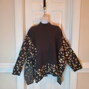 Black and Tan Asymetrical High Low Sweater Size XL